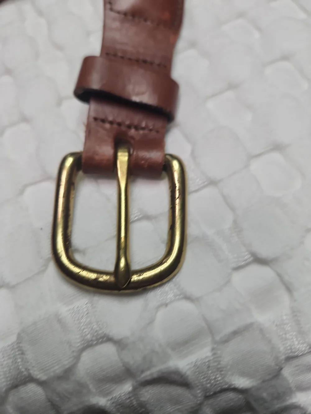 Men's Leather Made Ltd. Navy Fish Webbed Belt with Brown Leather Trim Sz 38